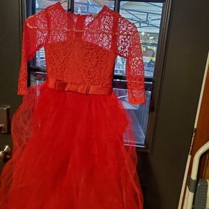 Girls Gorgeous Red Dress,Size 7